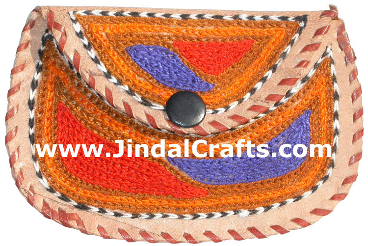 Hand Embroidered Camel Leather Purse India Traditional