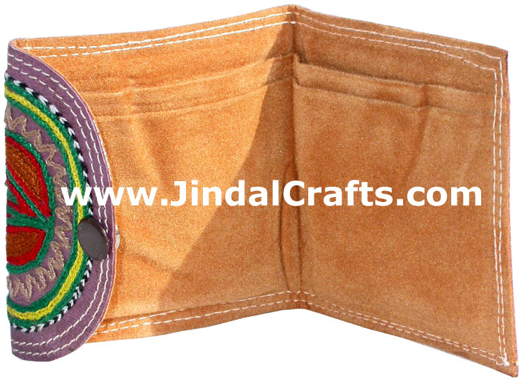 Hand Embroidered Camel Leather Purse India Traditional