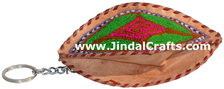 Hand Embroidered Camel Leather Purse India Traditional