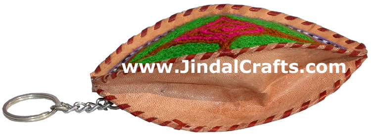 Hand Embroidered Camel Leather Purse India Traditional
