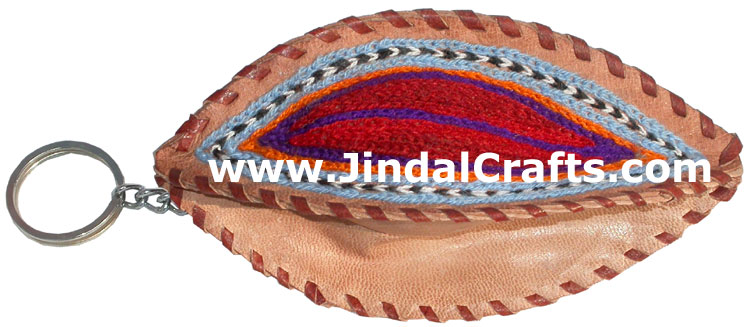 Hand Embroidered Camel Leather Purse India Traditional