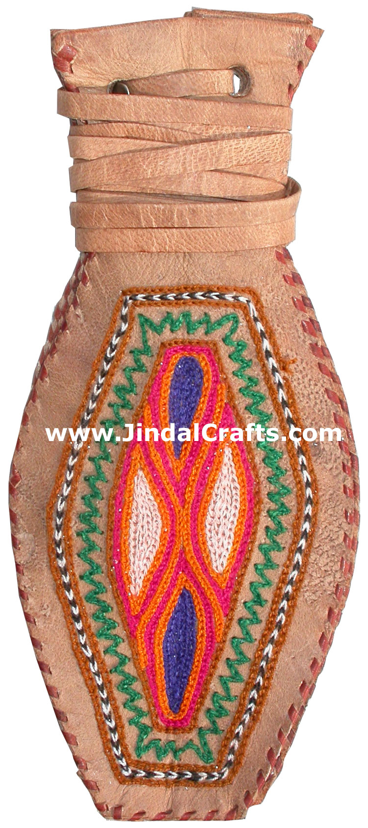 Hand Embroidered Camel Leather Purse India Traditional