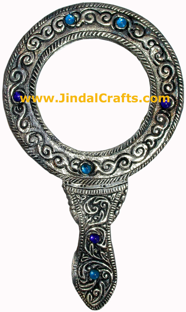 Hand Made Traditional Pocket Make Up Beaded Mirror India Handicrafts Hand Carved