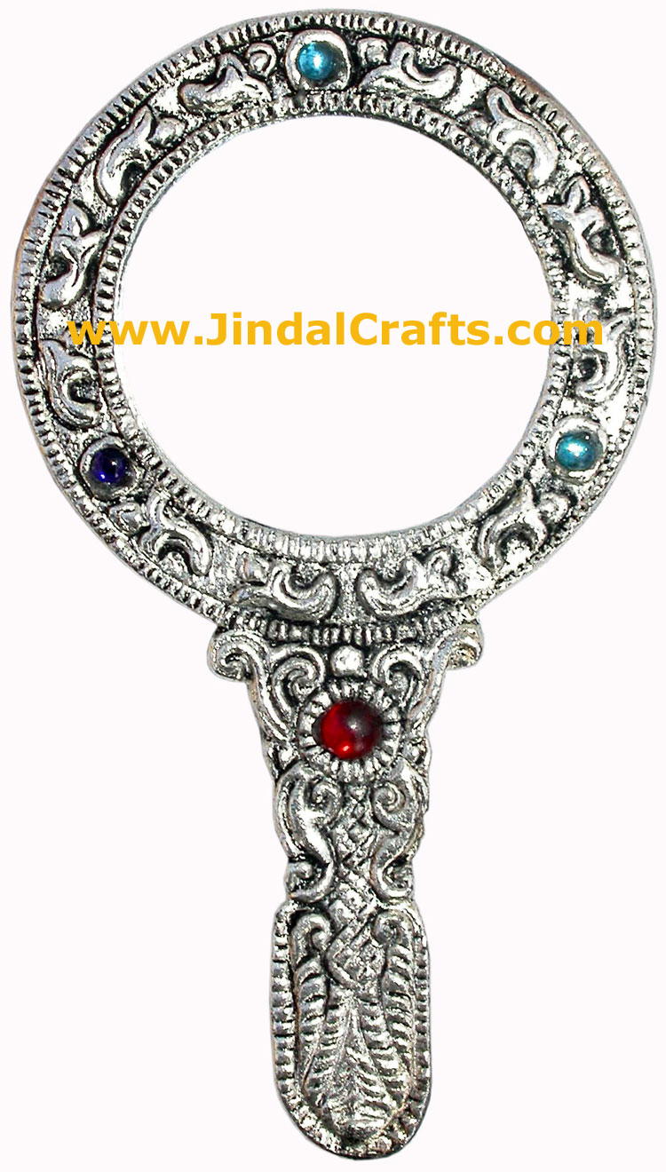 Hand Made Traditional Pocket Make Up Beaded Mirror India Handicrafts Hand Carved