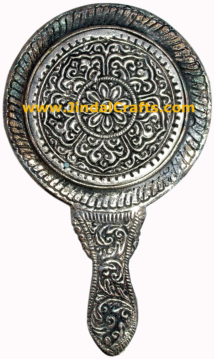 Hand Made Traditional Pocket Make Up Beaded Mirror India Handicrafts Hand Carved