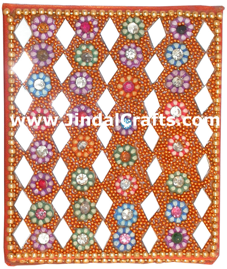 Lac Made Compact Pocket Purse Mirror Indian Traditional