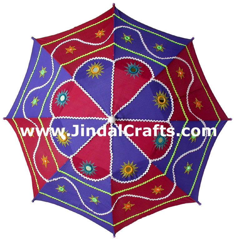 Colorful Embroidery Traditional Sun Umbrella India Applique Art Handmade Crafts