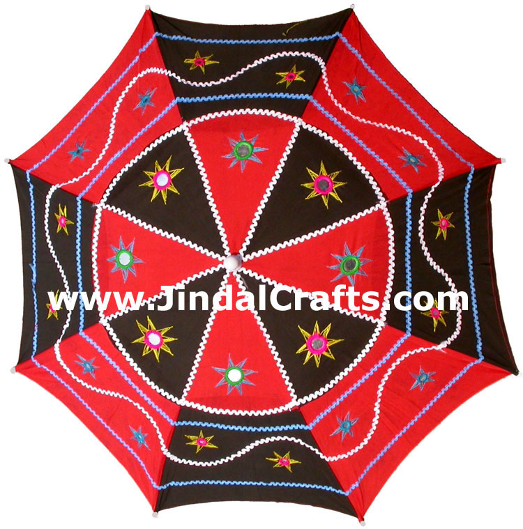 Colorful Embroidery Traditional Sun Umbrella India Applique Art Handmade Crafts
