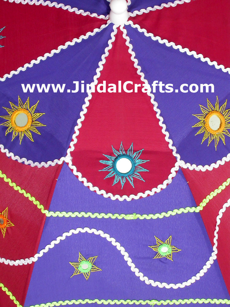 Colorful Embroidery Traditional Sun Umbrella India Applique Art Handmade Crafts