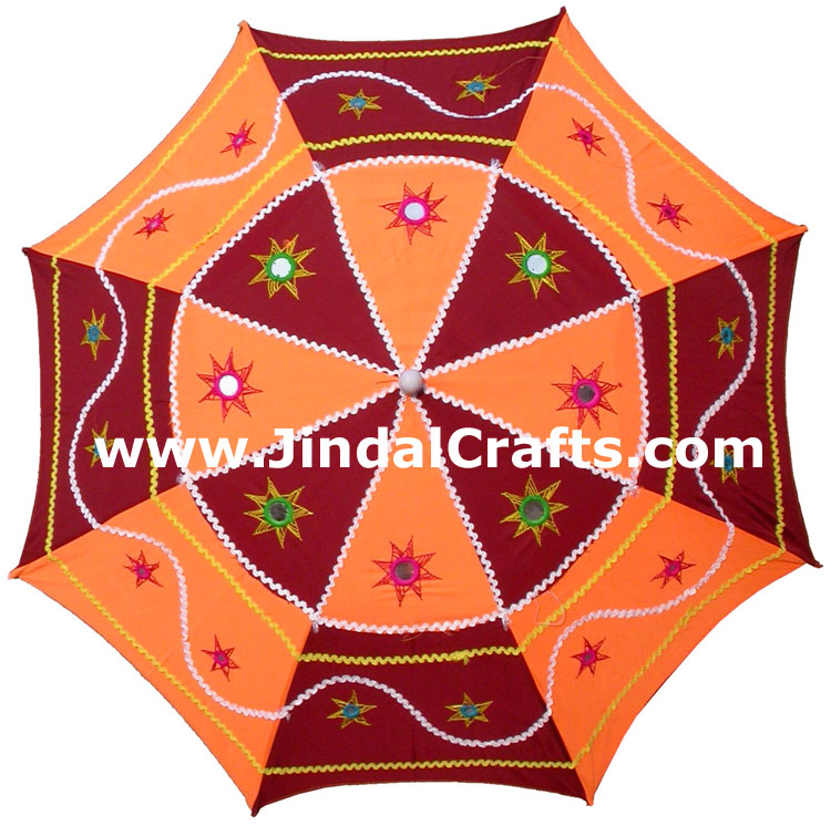Colorful Embroidery Traditional Sun Umbrella India Applique Art Handmade Crafts