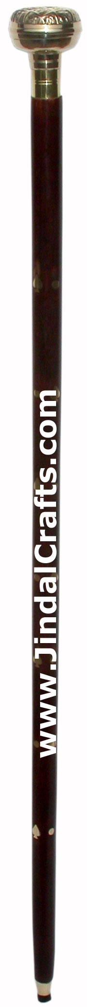 Hand Made Sheesham Wood Brass Walking Stick Walking Cane from India