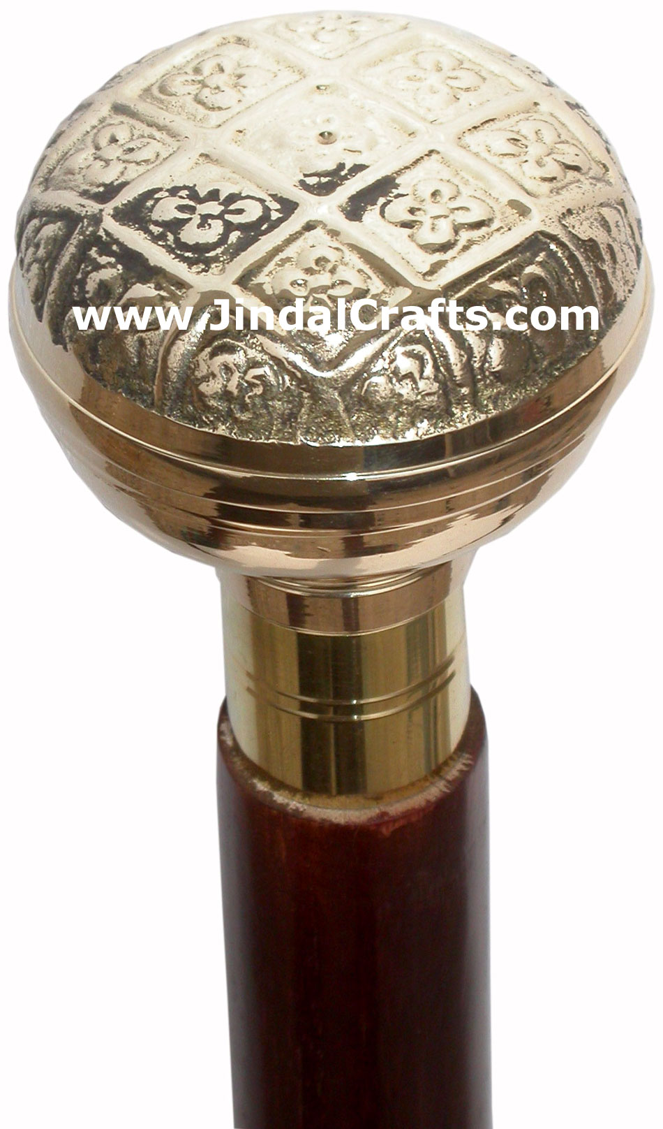 Hand Made Sheesham Wood Brass Walking Stick Walking Cane from India