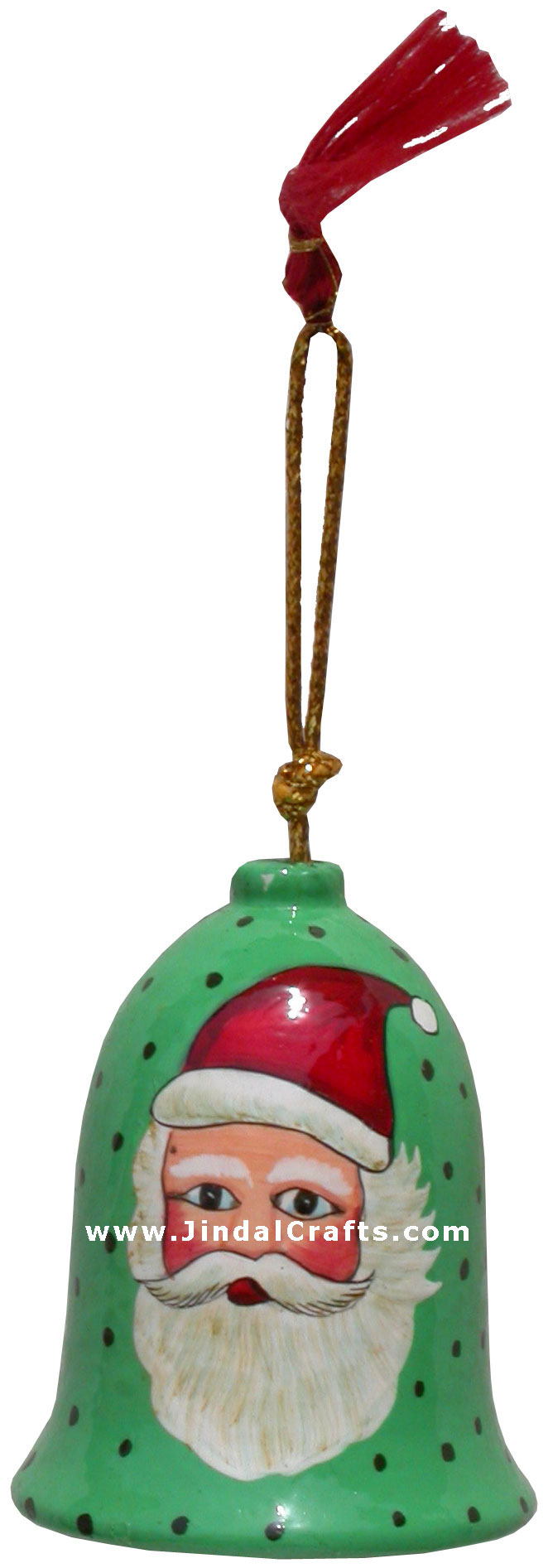 Hand Made, Painted Papier Mache Christmas Ornament Bell