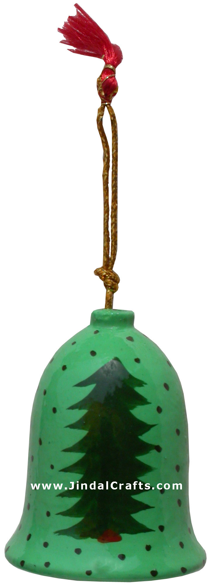 Hand Made, Painted Papier Mache Christmas Ornament Bell