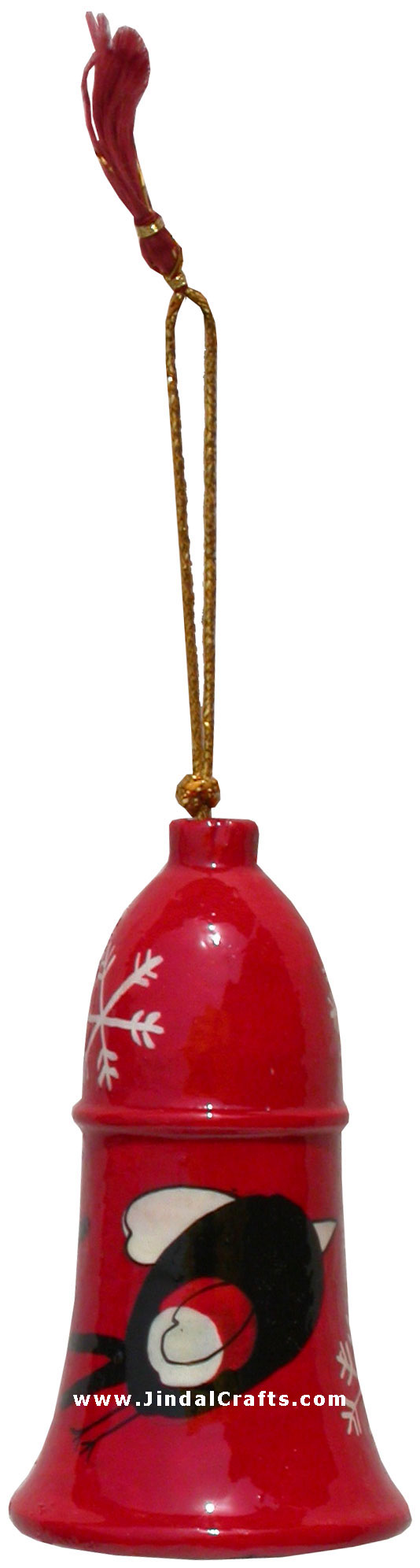 Hand Made, Painted Papier Mache Christmas Ornament Bell