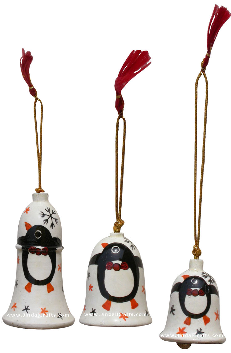 Hand Made, Painted Papier Mache Christmas Ornament Bell