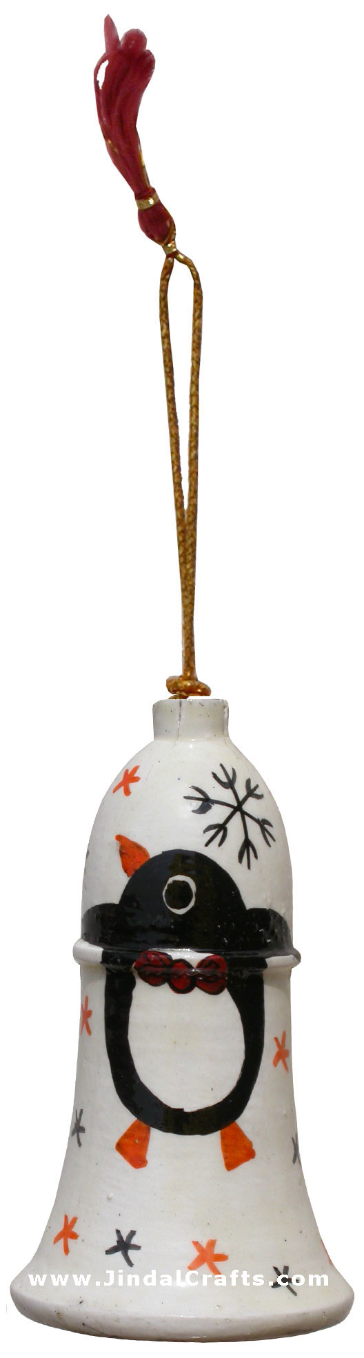 Hand Made, Painted Papier Mache Christmas Ornament Bell