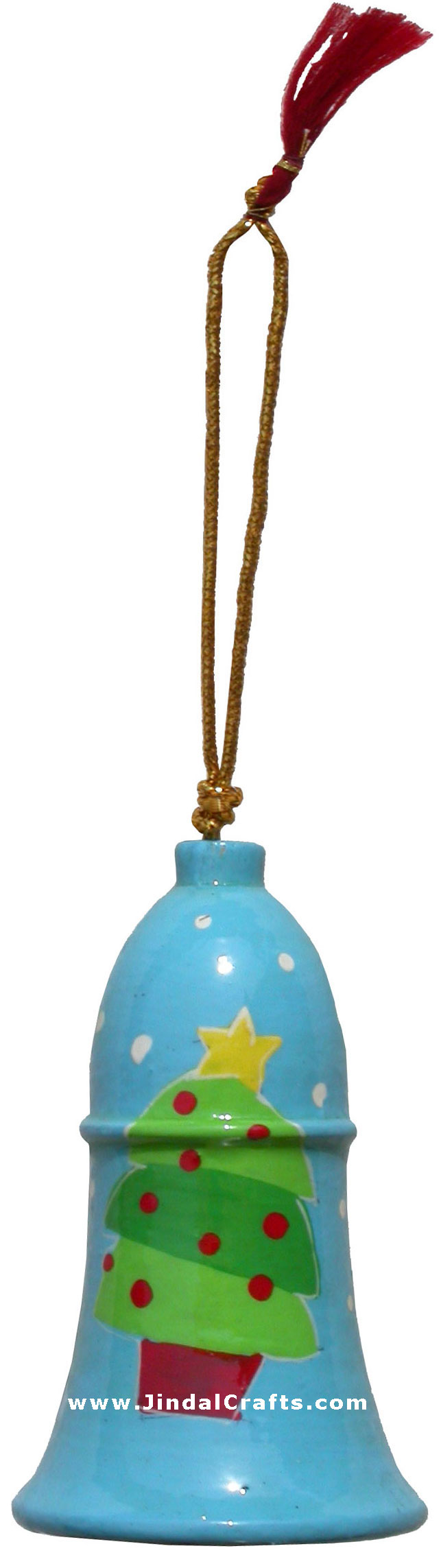 Hand Made, Painted Papier Mache Christmas Ornament Bell