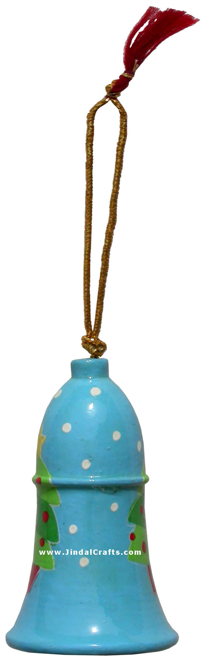 Hand Made, Painted Papier Mache Christmas Ornament Bell