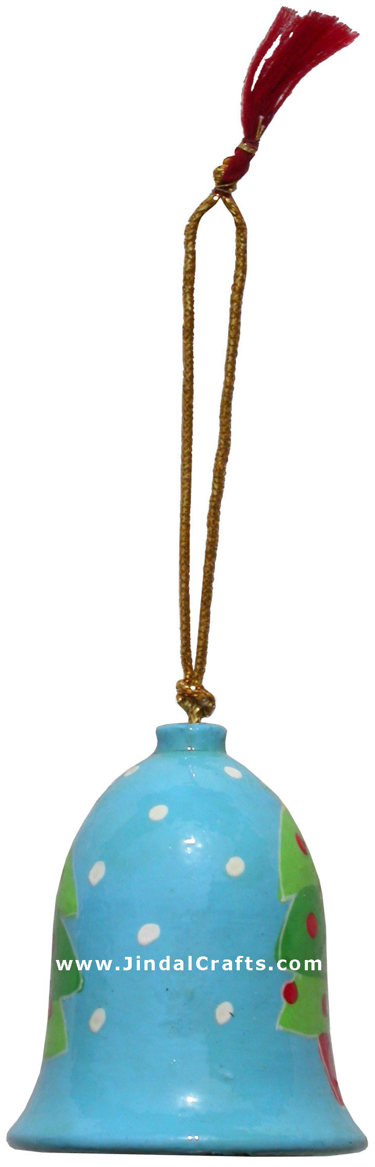 Hand Made, Painted Papier Mache Christmas Ornament Bell