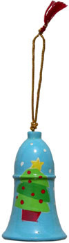 Hand Made, Painted Papier Mache Christmas Ornament Bell