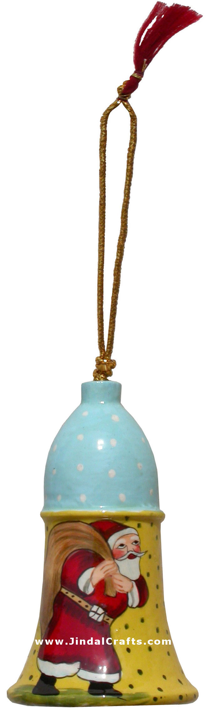 Hand Made, Painted Papier Mache Christmas Ornament Bell