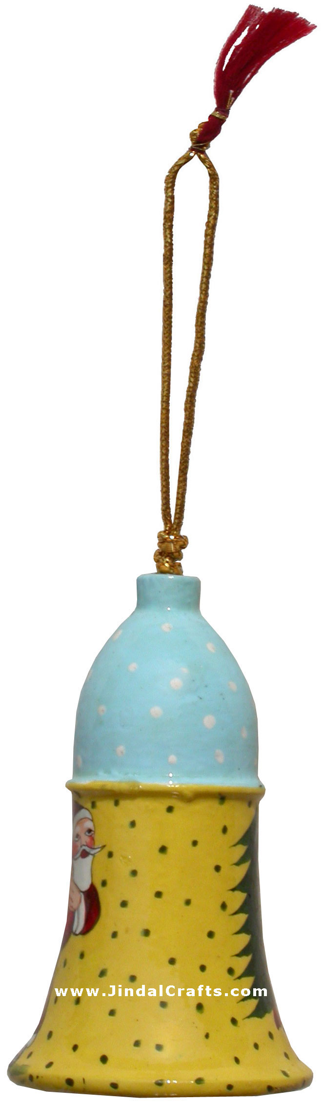 Hand Made, Painted Papier Mache Christmas Ornament Bell