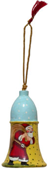 Hand Made, Painted Papier Mache Christmas Ornament Bell