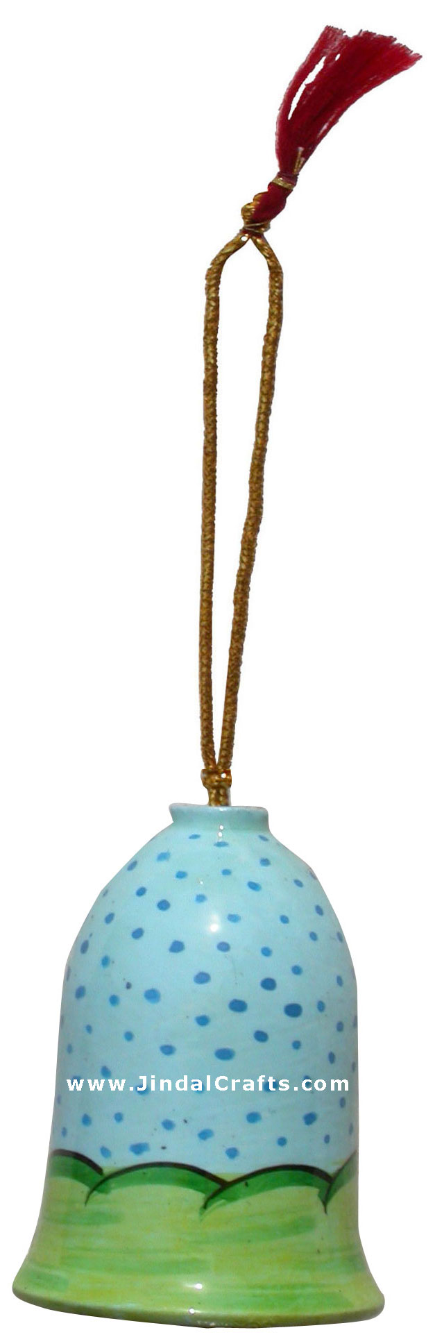 Hand Made, Painted Papier Mache Christmas Ornament Bell
