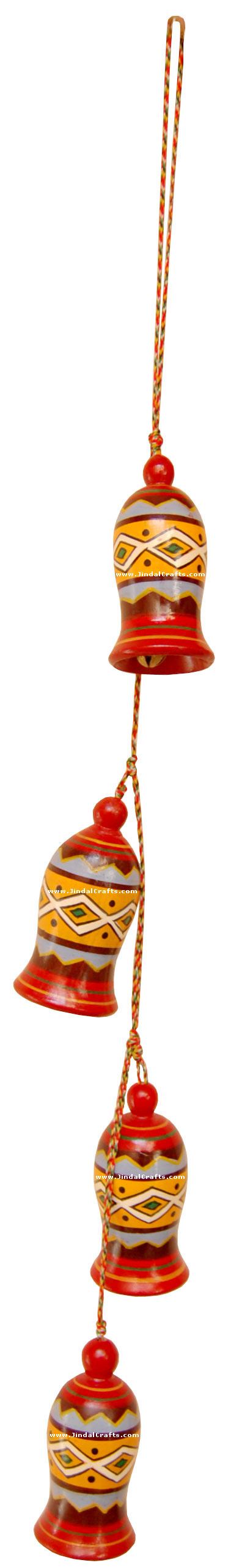 Handcrafted Handpainted Wood Christmas Bells Ornament