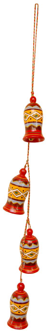 Handcrafted Handpainted Wood Christmas Bells Ornament