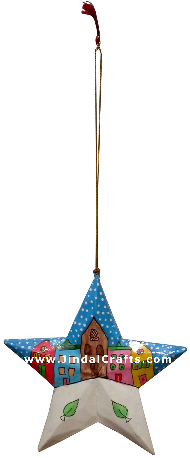 Hand Made Painted Papier Mache Christmas Ornament Stars