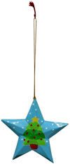 Hand Made Painted Papier Mache Christmas Ornament Stars