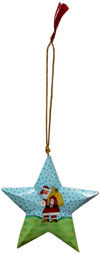 Hand Made Painted Papier Mache Christmas Ornament Stars