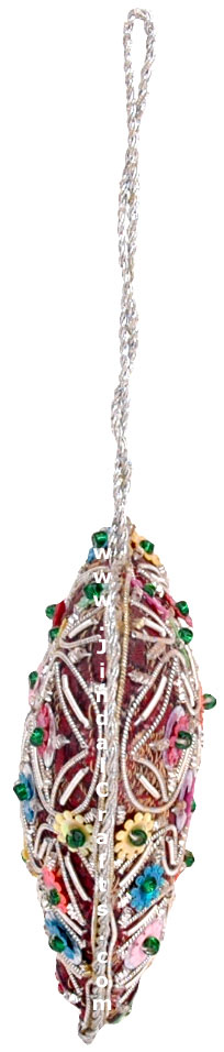 Embroidered Beaded Christmas Ornaments Heart