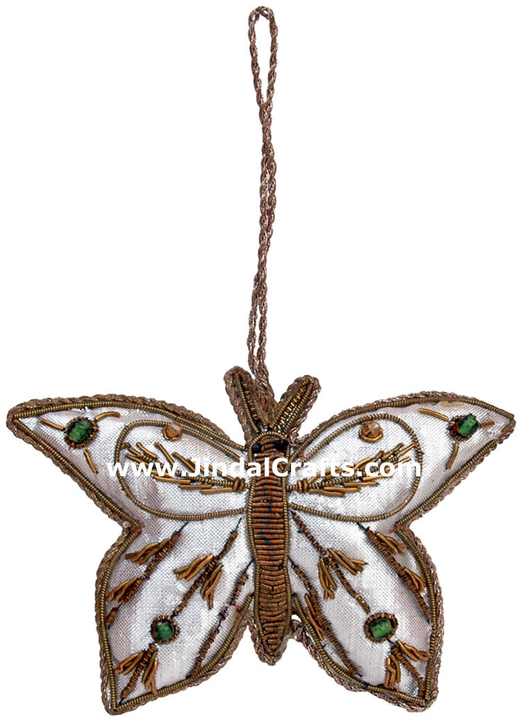 Embroidered Beaded Christmas Ornaments Butterfly