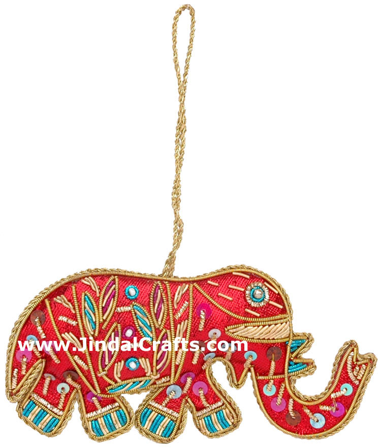 Embroidered Beaded Christmas Ornaments Elephant