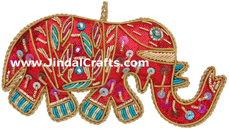 Embroidered Beaded Christmas Ornaments Elephant