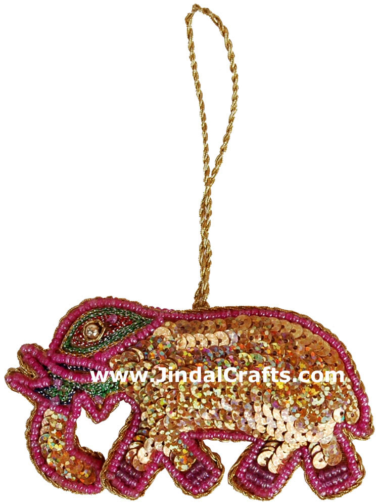 Embroidered Beaded Christmas Ornaments Elephant