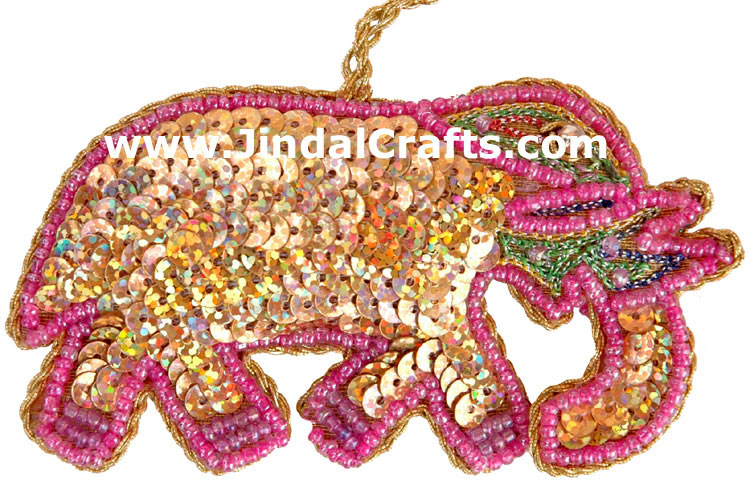 Embroidered Beaded Christmas Ornaments Elephant