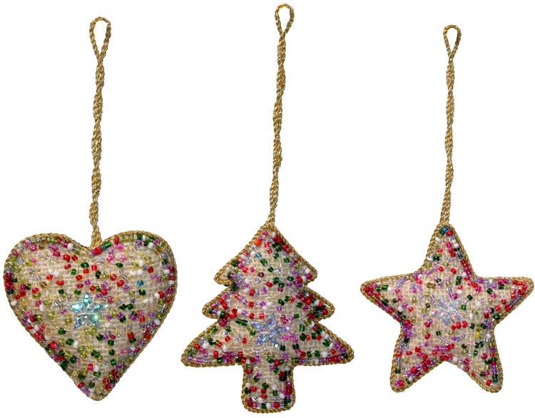 Hand Embroidered Jari Christmas Decoration Hangings