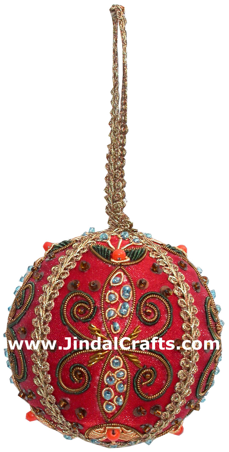 Hand Embroidered Zari Christmas Hangings Ornament India