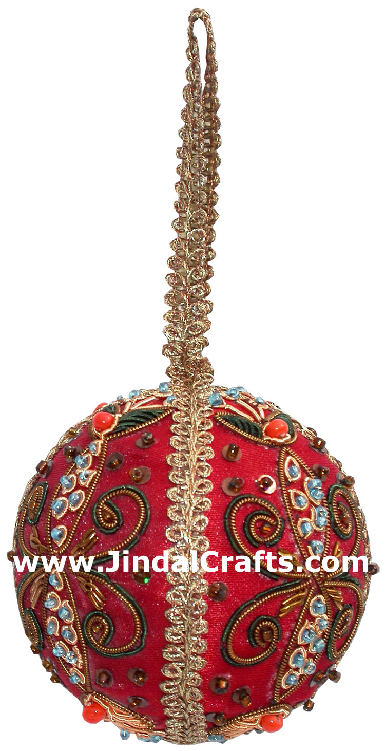 Hand Embroidered Zari Christmas Hangings Ornament India