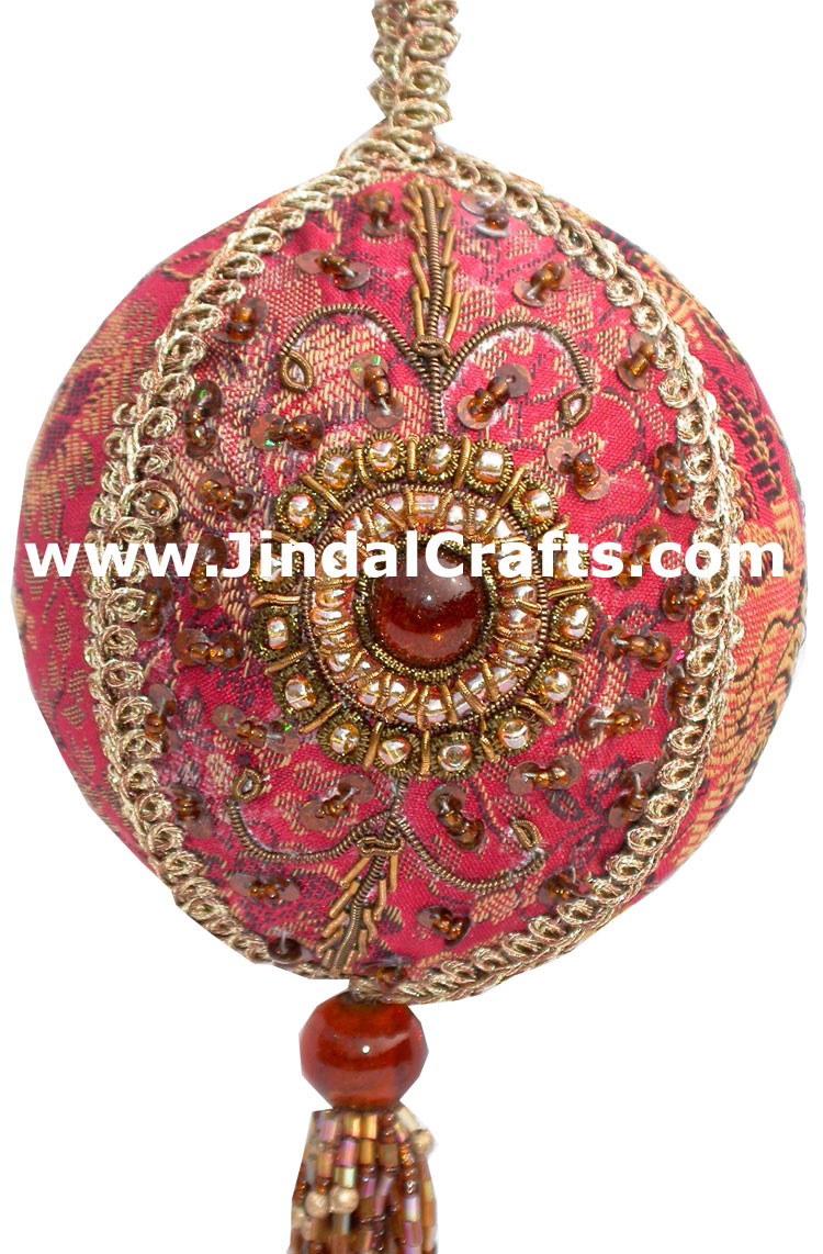 Hand Embroidered Zari Christmas Hangings Ornament India