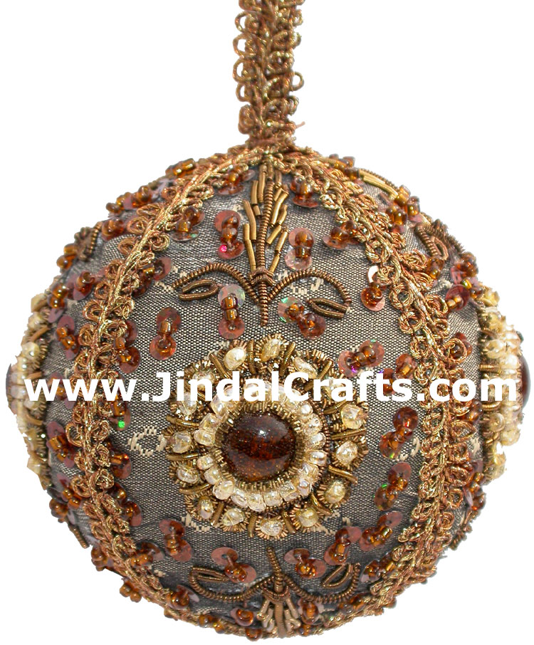 Hand Embroidered Zari Christmas Hangings Ornament India