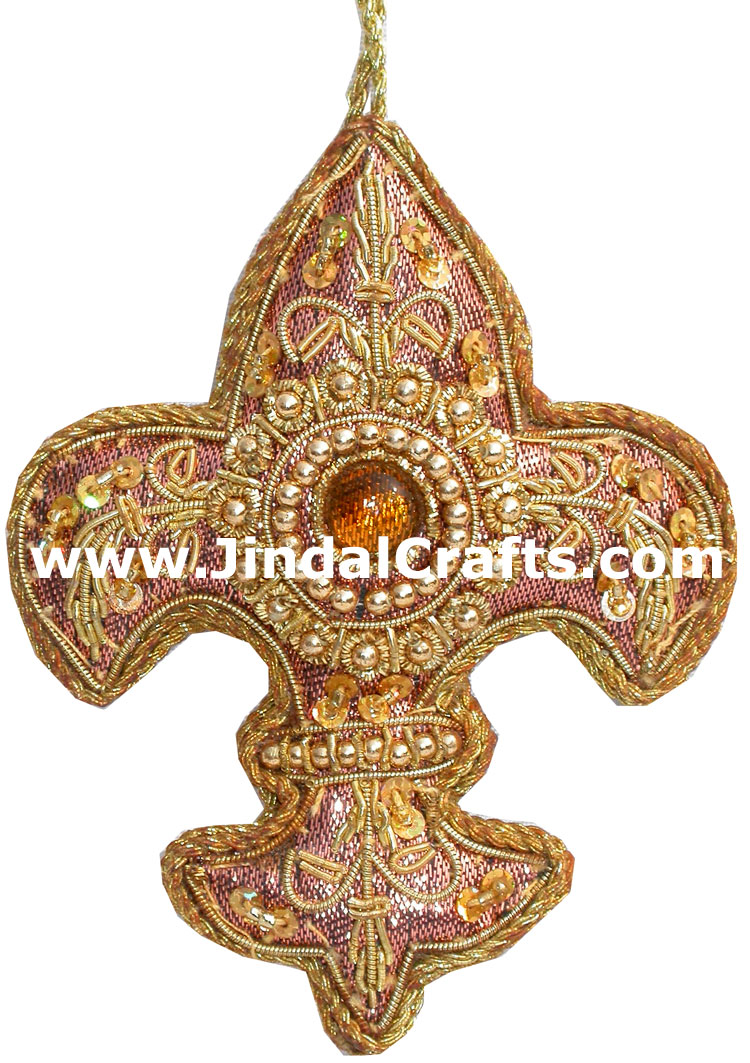 Hand Embroidered Zari Christmas Hangings Ornament India