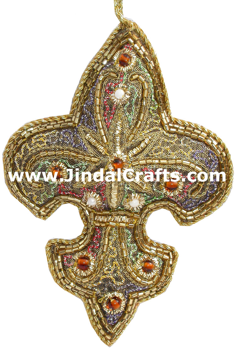 Hand Embroidered Zari Christmas Hangings Ornament India