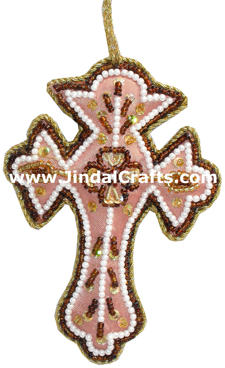 Hand Embroidered Zari Christmas Hangings Ornament India