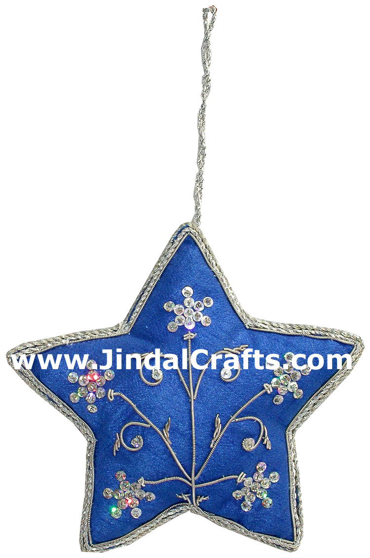 Hand Embroidered Zari Christmas Hangings Ornament India