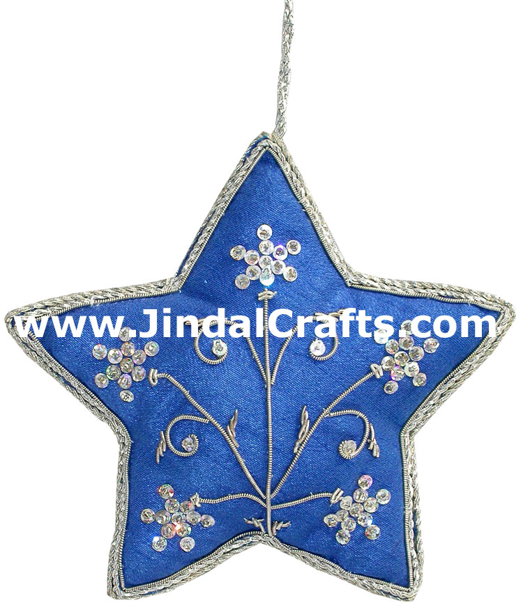 Hand Embroidered Zari Christmas Hangings Ornament India